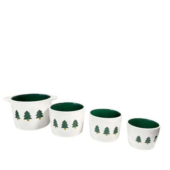 NEW Rae Dunn THREE CHRISTMAS TREES Measuring Cup Set/4 - Picture 2 of 4